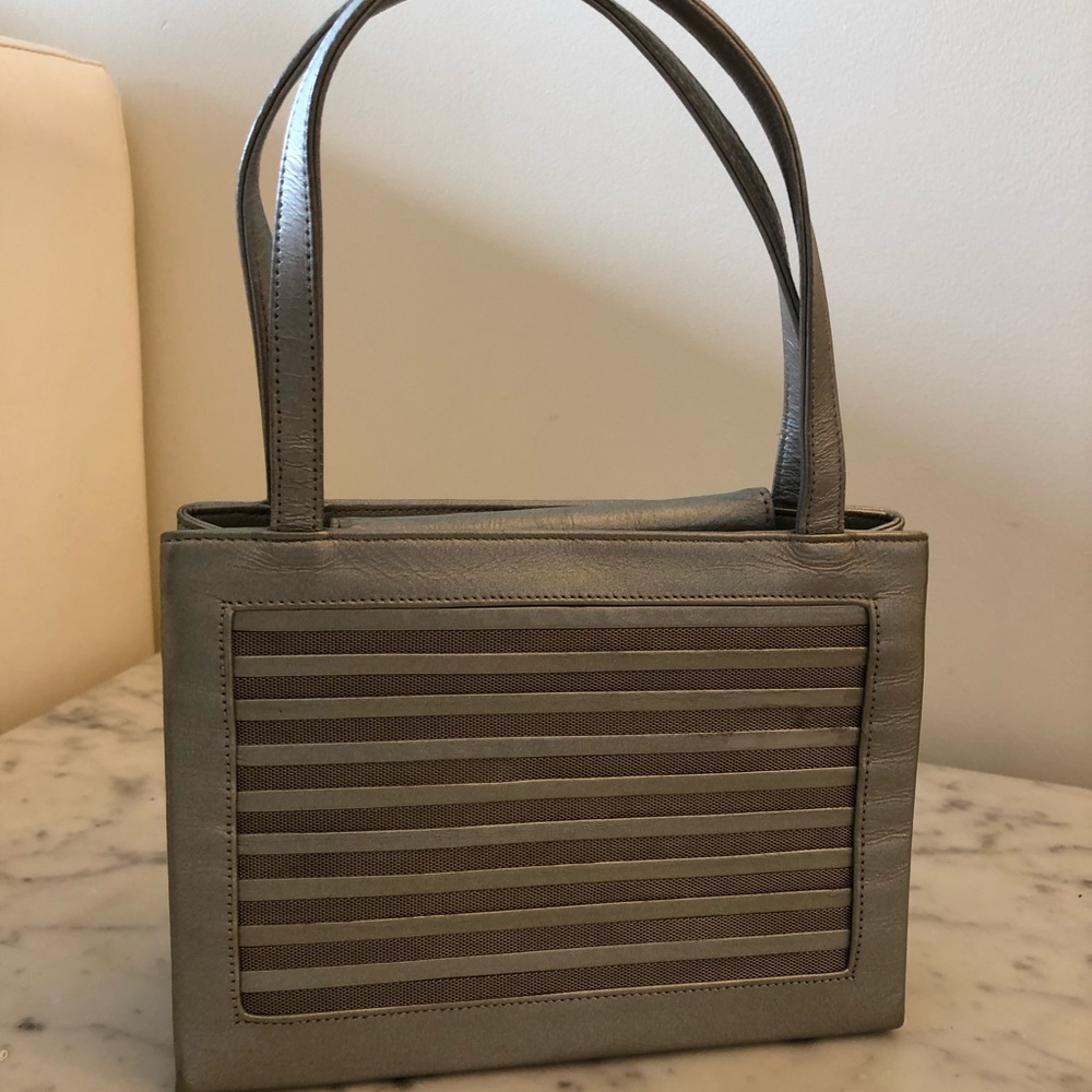 Silver leather Stuart Weitzman evening bag